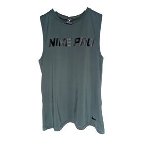 Nike Pro Dri-FIT Mesh Back Tank Top Womens Medium Green AH8774-345 Cross back